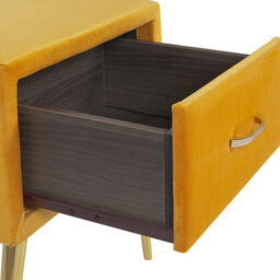 Beliani 1 Drawer Bedside Table Flayat Velvet Mustard - thumbnail 6