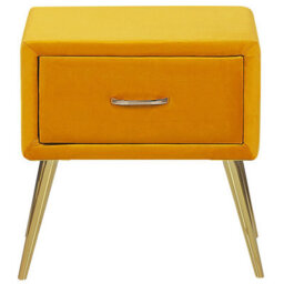 Beliani 1 Drawer Bedside Table Flayat Velvet Mustard - thumbnail 4