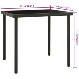 Walplus Outdoor Dining Table Anthracite 80X80X72 Cm Glass And Steel - thumbnail 4