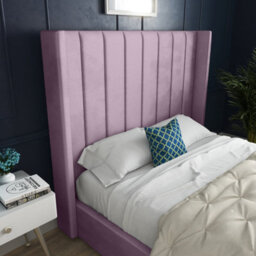 DS Living Oxford Upholstered Soft Touch Plush Pink Velvet Bed Frame 4Ft6 - thumbnail 2