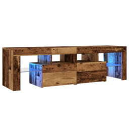 Berkfield Tv Cabinet With Led Lights Old Wood 140X36.5X40 Cm Engineered Wood - thumbnail 3