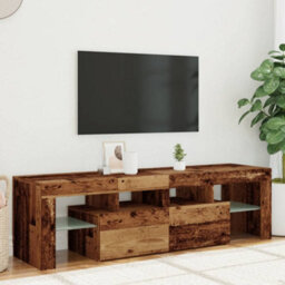 Berkfield Tv Cabinet With Led Lights Old Wood 140X36.5X40 Cm Engineered Wood - thumbnail 4