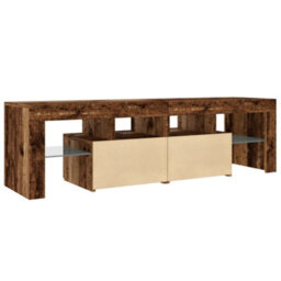 Berkfield Tv Cabinet With Led Lights Old Wood 140X36.5X40 Cm Engineered Wood - thumbnail 9