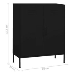 Vidaxl Storage Cabinet Black 80X35X101.5 Cm Steel - thumbnail 9