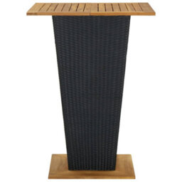Berkfield Bar Table Black 80X80X110 Cm Poly Rattan And Solid Acacia Wood - thumbnail 3