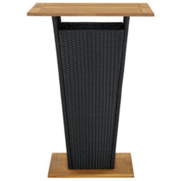 Berkfield Bar Table Black 80X80X110 Cm Poly Rattan And Solid Acacia Wood - thumbnail 2