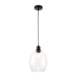 First Choice Lighting Blakely - Matt Black Retro Pendant Light With Clear Glass Shade - thumbnail 6