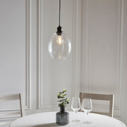 First Choice Lighting Blakely - Matt Black Retro Pendant Light With Clear Glass Shade - thumbnail 8