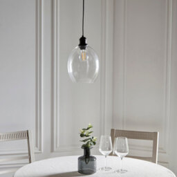 First Choice Lighting Blakely - Matt Black Retro Pendant Light With Clear Glass Shade - thumbnail 5