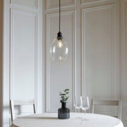 First Choice Lighting Blakely - Matt Black Retro Pendant Light With Clear Glass Shade - thumbnail 2