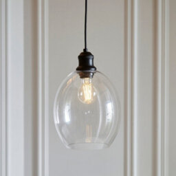 First Choice Lighting Blakely - Matt Black Retro Pendant Light With Clear Glass Shade - thumbnail 7