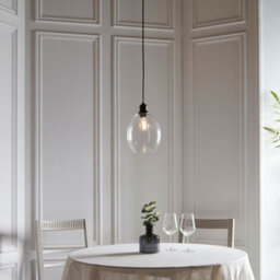 First Choice Lighting Blakely - Matt Black Retro Pendant Light With Clear Glass Shade - thumbnail 4