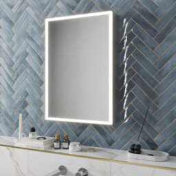 Affine Bathroom Led Mirror Cabinet Illuminated Demister Pad Shaver Socket 700 X 500mm - thumbnail 1