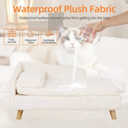 Soft Plush Cat Dog Sofa Bed Elevated Lazy Couch With Cosy Cushion Mat And Pillow Large - 80 X 50 X 39Cm - thumbnail 5