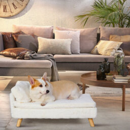 Soft Plush Cat Dog Sofa Bed Elevated Lazy Couch With Cosy Cushion Mat And Pillow Large - 80 X 50 X 39Cm - thumbnail 3