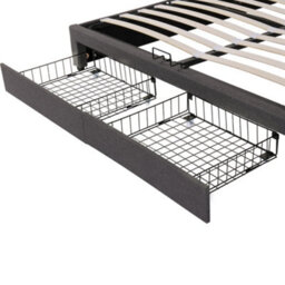 Abrihome Grey Linen Super King Bed With Led Lights, Hydraulic Storage, Drawers & Fold-Away Foam Headboard - thumbnail 9