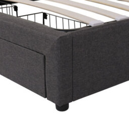 Abrihome Grey Linen Super King Bed With Led Lights, Hydraulic Storage, Drawers & Fold-Away Foam Headboard - thumbnail 7
