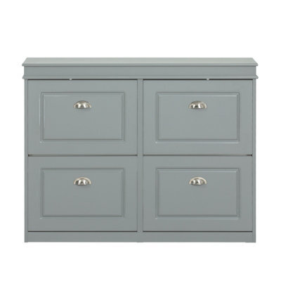 Sobuy Shoe Cabinet With 4 Flip Doors 41.3X9.4X32.7 Inch Fsr79-Hg - Gray - image 1