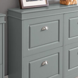 Sobuy Shoe Cabinet With 4 Flip Doors 41.3X9.4X32.7 Inch Fsr79-Hg - Gray - thumbnail 5