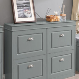 Sobuy Shoe Cabinet With 4 Flip Doors 41.3X9.4X32.7 Inch Fsr79-Hg - Gray - thumbnail 6
