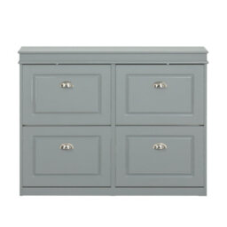 Sobuy Shoe Cabinet With 4 Flip Doors 41.3X9.4X32.7 Inch Fsr79-Hg - Gray - thumbnail 1