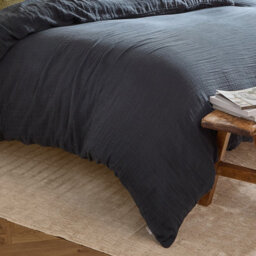 Yard Lark Muslin 100% Cotton Duvet Cover Set, Single, Navy - thumbnail 4