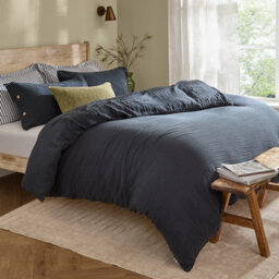 Yard Lark Muslin 100% Cotton Duvet Cover Set, Single, Navy