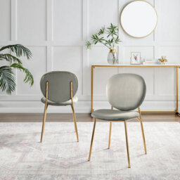 Furniturebox Uk 4X Milan Cream Hatched Velvet Dining Chairs Silver Legs - thumbnail 3