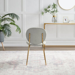 Furniturebox Uk 4X Milan Cream Hatched Velvet Dining Chairs Silver Legs - thumbnail 7