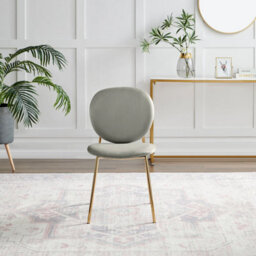 Furniturebox Uk 4X Milan Cream Hatched Velvet Dining Chairs Silver Legs - thumbnail 5