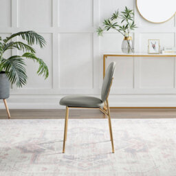 Furniturebox Uk 4X Milan Cream Hatched Velvet Dining Chairs Silver Legs - thumbnail 6