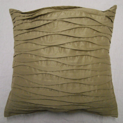 Homespace Direct Ltd Lyon Pleated Faux Silk Scatter Cushion Cover Beige