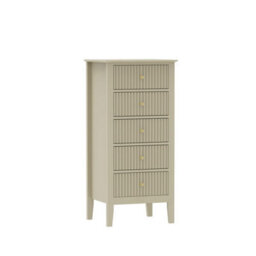 Melody Maison Tall 5 Drawer Bedside Table - Hales Taupe Range - thumbnail 6