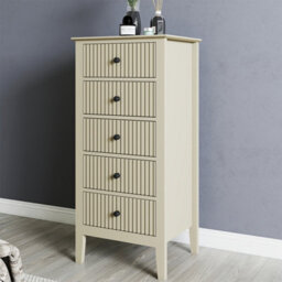 Melody Maison Tall 5 Drawer Bedside Table - Hales Taupe Range - thumbnail 5