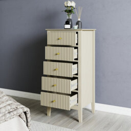 Melody Maison Tall 5 Drawer Bedside Table - Hales Taupe Range - thumbnail 4