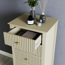 Melody Maison Tall 5 Drawer Bedside Table - Hales Taupe Range - thumbnail 3