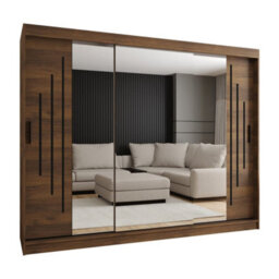 Arte Rubino Y2 Oak Walnut 3 Door Sliding Wardrobe 250Cm With Mirror Door - thumbnail 2