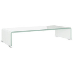 Berkfield Tv Stand/monitor Riser Glass White 60X25X11 Cm - thumbnail 2