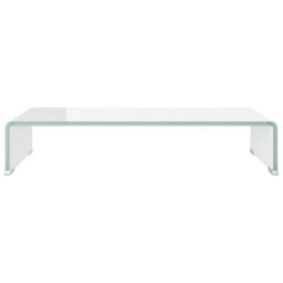 Berkfield Tv Stand/monitor Riser Glass White 60X25X11 Cm - thumbnail 3