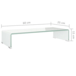 Berkfield Tv Stand/monitor Riser Glass White 60X25X11 Cm - thumbnail 6