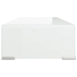 Berkfield Tv Stand/monitor Riser Glass White 60X25X11 Cm - thumbnail 4