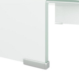 Berkfield Tv Stand/monitor Riser Glass White 60X25X11 Cm - thumbnail 5