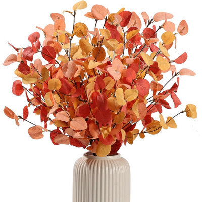 CLEFFNS 10 Bunches Artificial Fall Eucalyptus Stems Leaves, 24Inch Autumn Faux Eucalyptus Plant Fake Silk Foliage For Autumn Decorations - image 1