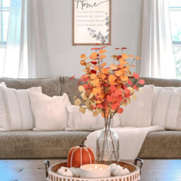 CLEFFNS 10 Bunches Artificial Fall Eucalyptus Stems Leaves, 24Inch Autumn Faux Eucalyptus Plant Fake Silk Foliage For Autumn Decorations - thumbnail 4