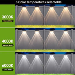 8 Pack Solar Fence Lights - 3 Color Modes, Waterproof Led For Backyard, Railing, Step, Patio (2700K-6000K) - thumbnail 4