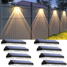 8 Pack Solar Fence Lights - 3 Color Modes, Waterproof Led For Backyard, Railing, Step, Patio (2700K-6000K)