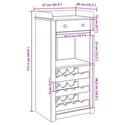 Vidaxl Wine Cabinet Panama 57X40X111.5 Cm Solid Wood Pine Wine Cabinets - thumbnail 9