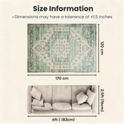 Bedlooms Ember Cashmere Rug 120X170Cm, Tribal Geometric Medallion, Anti Slip, Stain Resistant, Bed & Dining Room Carpet - thumbnail 7