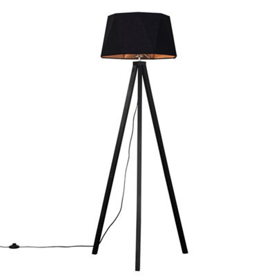 Valuelights Barbro Black Tripod Floor Lamp With Black/copper Shade And Bulb - image 1