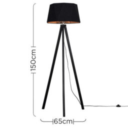 Valuelights Barbro Black Tripod Floor Lamp With Black/copper Shade And Bulb - thumbnail 7
